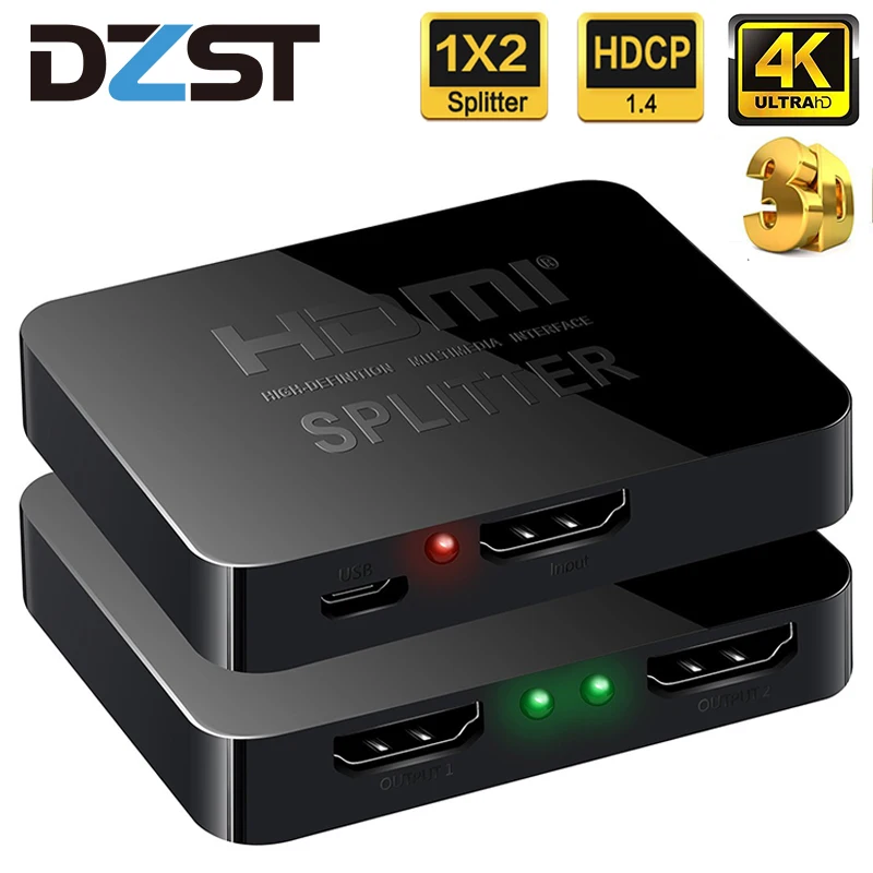 

DZLST HDMI Splitter 4K Ultra HD TV Video 1X2 Split 1 in 2 Out Amplifier Dual Display For HDTV DVD PS3 Xbox HDMI Switch Switcher