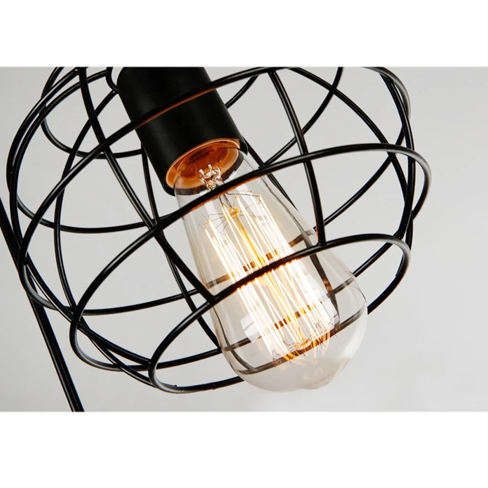 Ретро промышленная железная клетка люстра подвесные светильники E27 Светодиодный черный подвесной светильник для кухни гостиной спальни ресторана