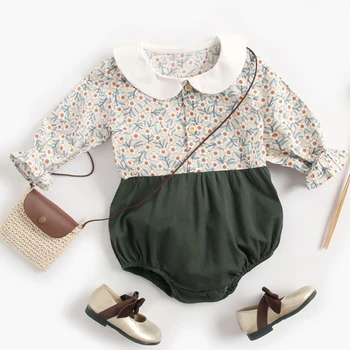 

Baby Rompers Spring Autumn New Kids Clothes Floral Jumpsuit Long Sleeve Bodysuit Triangle Halter Jumpsuit Baby Clothes
