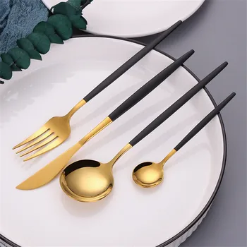 

Dinnerware Set 18/10 Stainless Steel Cutlery Set Dinner Knife Fork Set Spoon Teaspoon Flatware Tableware Kitchen Silverware