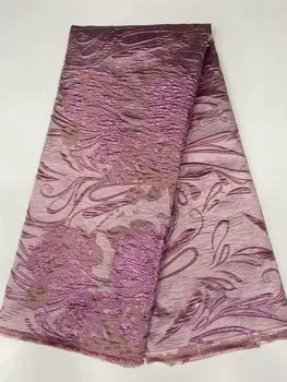 

pink Nigerian Lace Fabric 2020 High Quality Brocade Jacquard Lace for Bridal Materials Nigerian Brocade Fabric For Wedding