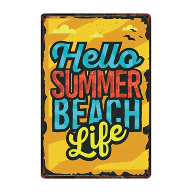 [WellCraft] TiKi Bar Hello Summer Camp The Beach Life металлические плакаты художественная винтажная роспись на заказ Декор WW12