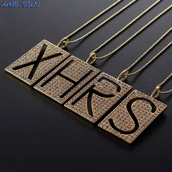 

MHS.SUN Fashion Letter Necklace For Women Cubic Zircon A-Z Alphabet Pendant Necklace Chain Choker Hipop Jewelry Men Gifts 1PC