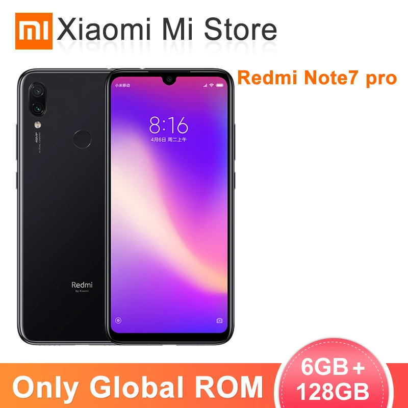 Смартфон Xiaomi Redmi Note 7 Pro с глобальной прошивкой, 6 ГБ, 128 Гб ПЗУ, Note7, Восьмиядерный процессор Snapdragon 675, 48 Мп+ 5 МП, двойная камера, 6,3 дюйма, 4000 мАч