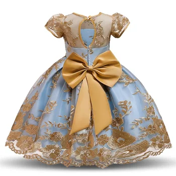 

6 7 10Yrs Floral Embroidery Children Baby Dresses Girl Wedding Party Dress Girls Princess Tulle Dress Teenager Vestido Infantil