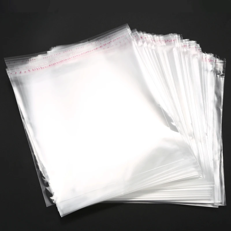 SHGO HOT-100PCS Clear Resealable Self Adhesive Sealing Plastic Bags 16x20cm