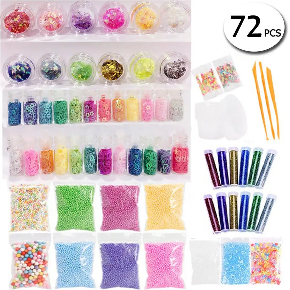 Making Kits Supplies For Slime Stuff Charm Fishbowl Beads Glitter Pearls DIY Handmade Color Foam Ball Material Set | Игрушки и хобби