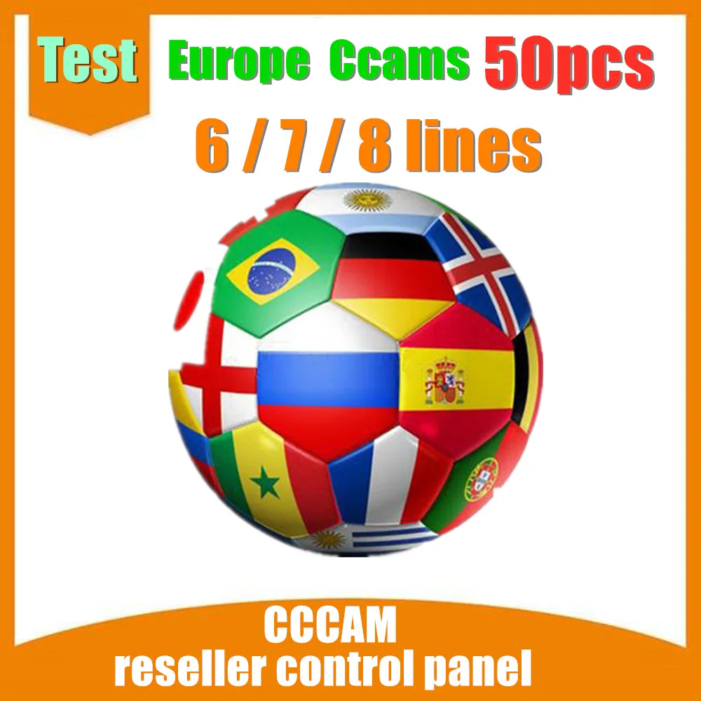 50 шт. CCCAM для Европы 7 линий Ccams стабильный сервер Oscam Испания Португалия Германия для рецептора спутниковый с реселлером панель управления