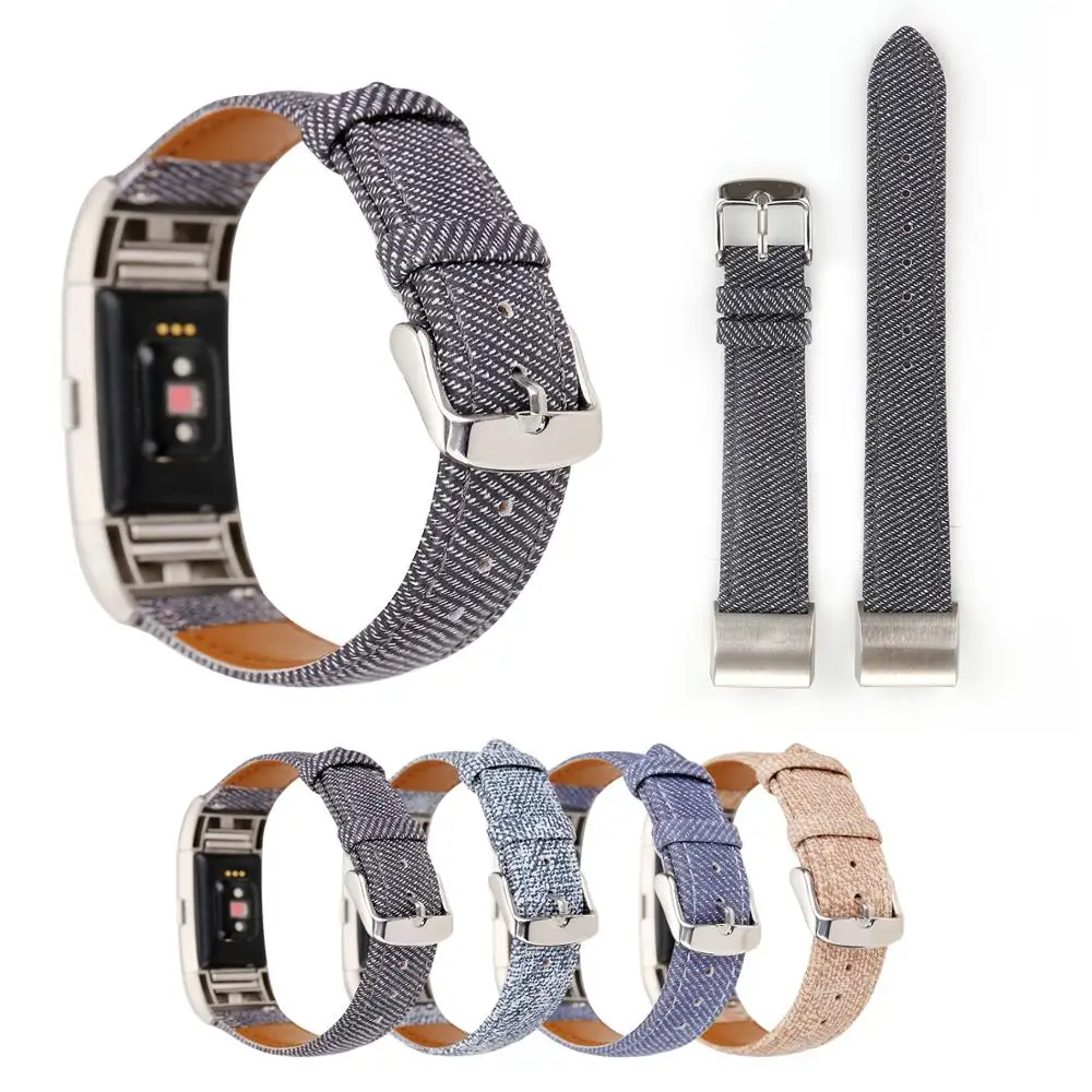18 мм для Fitbit charge2 джинсовый кожаный ремешок Смарт часы ремешок|Ремешки часов| |
