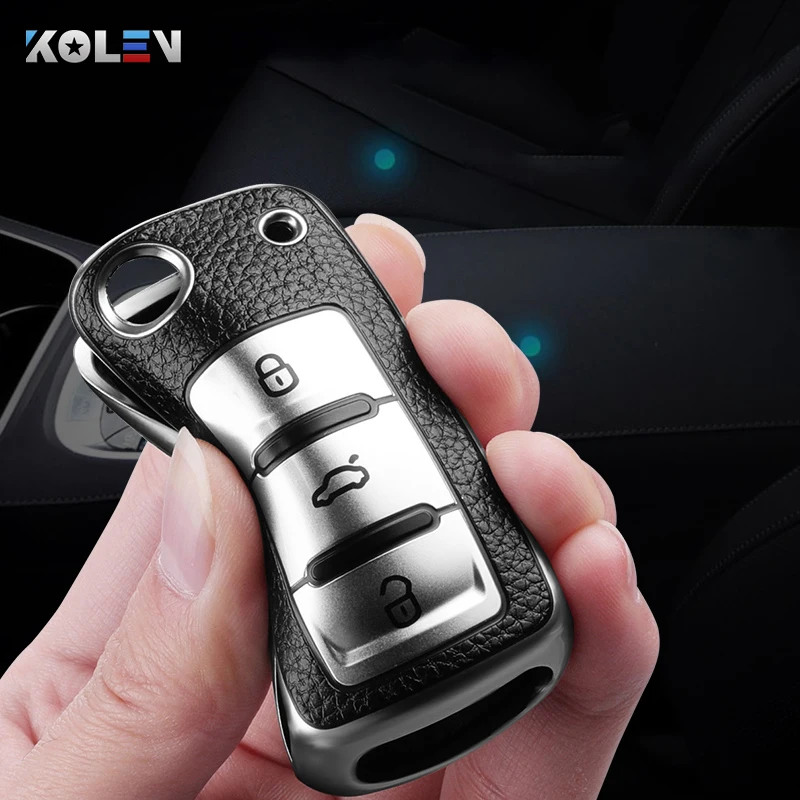 Leather+TPU Car Remote Key Cover Case Fob Volkswagen VW Bora Polo Tiguan Jetta Passat B5 B6 B7 Golf Beetle Skoda Octavia key case cover key case