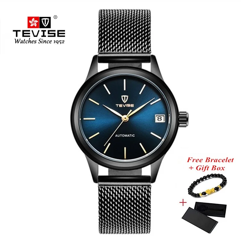 TEVISE-Relojes de pulsera para mujer, accesorio automático de lujo, mecánico, resistente al agua