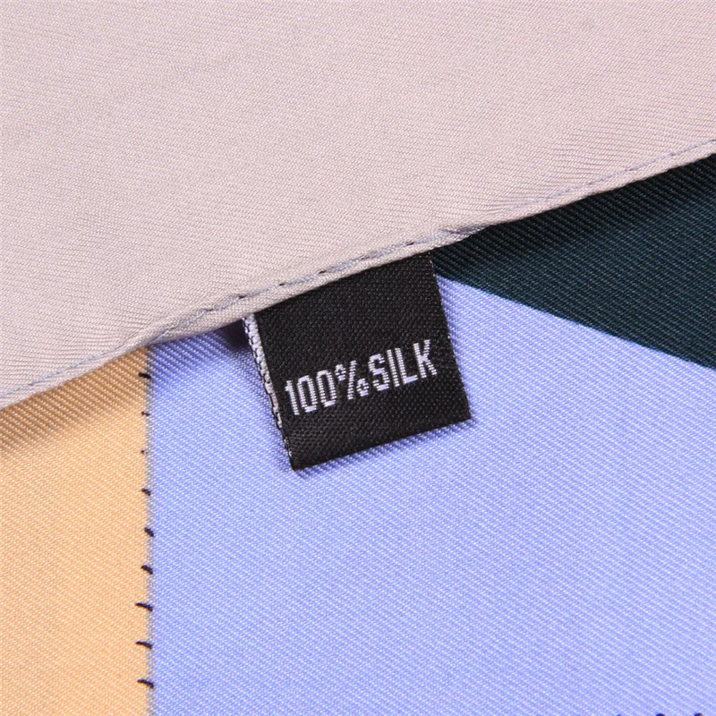 POBING Silk Scarf Women Large Shawls Geometric Stoles Square Bandana Luxury Kerchief Hijab Scarf Female Foulards 130CM 6