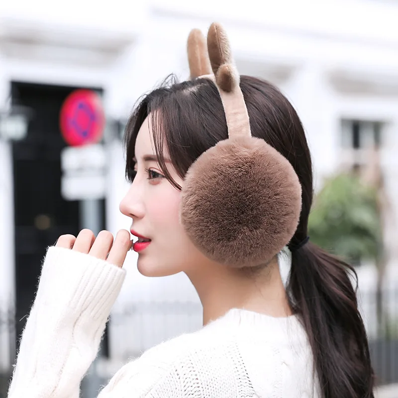 Cute Reindeer Fur Winter Earmuffs Ear Christmas Warmers Winter Comfort Earmuffs Warm Winter Earmuffs For Women Girls Boys