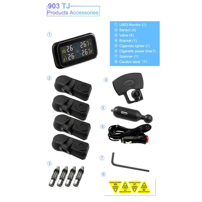 Автомобильная Беспроводная система контроля давления в шинах TPMS с 4 внутренними датчиками U903Z M8617