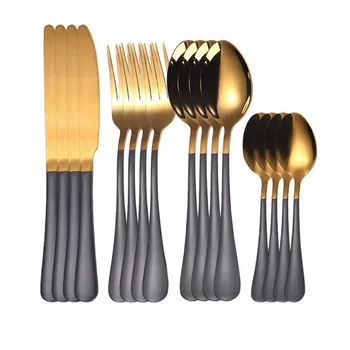

Western Cutlery 16 Pieces Forks Spoons Knife Cutlery Set Stainless Steel Dinner Set Gold Home Tableware Spoons Dinnerware Set