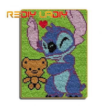 

Latch Hook Rug Kit Crocheting Carpet Rug Stitch Bear Toy Acrylic Yarn Pre-Printed Canvas Cushion Mat Crochet Wall Tapestry Craft