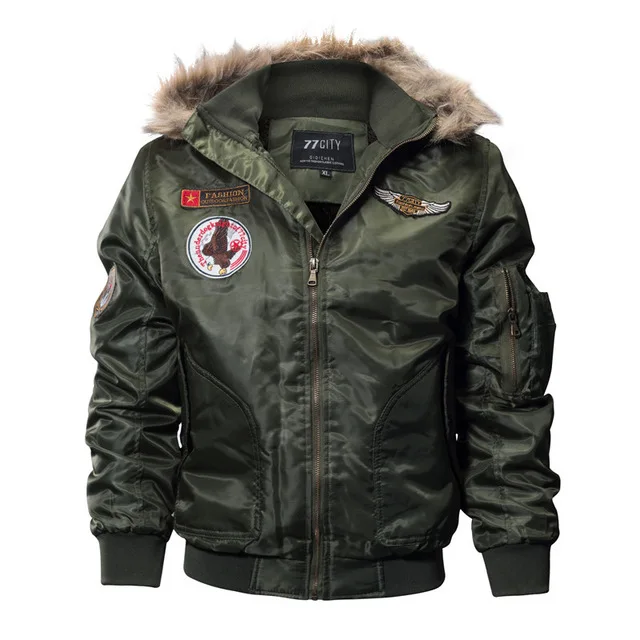 Thermal Military Jacket Men Winter Casual Fleece Jacket Coat Thick Army Pilot Jackets Mens Air Force Parkas Coats Cargo Jaqueta - Цвет: Армейский зеленый