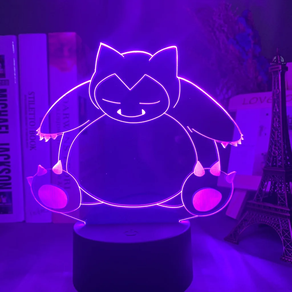 3d ночник Snorlax рисунок для детей мальчик спальня атмосфера сенсорный датчик Usb Настольный ночной Светильник игра Pokemon Go Kabigon 3d ночной Светильник