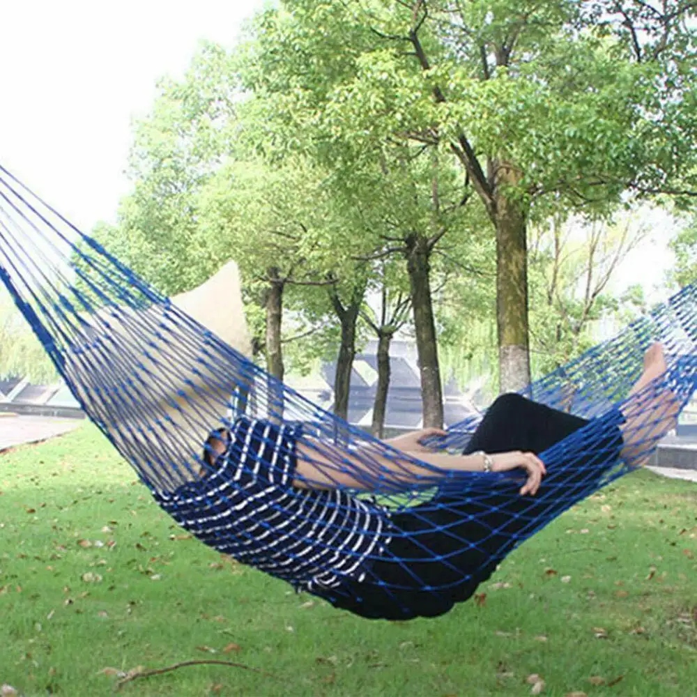  Portable Outdoor Camping Mesh Rope Hammock Chair Single Sleeping Hanging Bed Swing Camping Leisure 