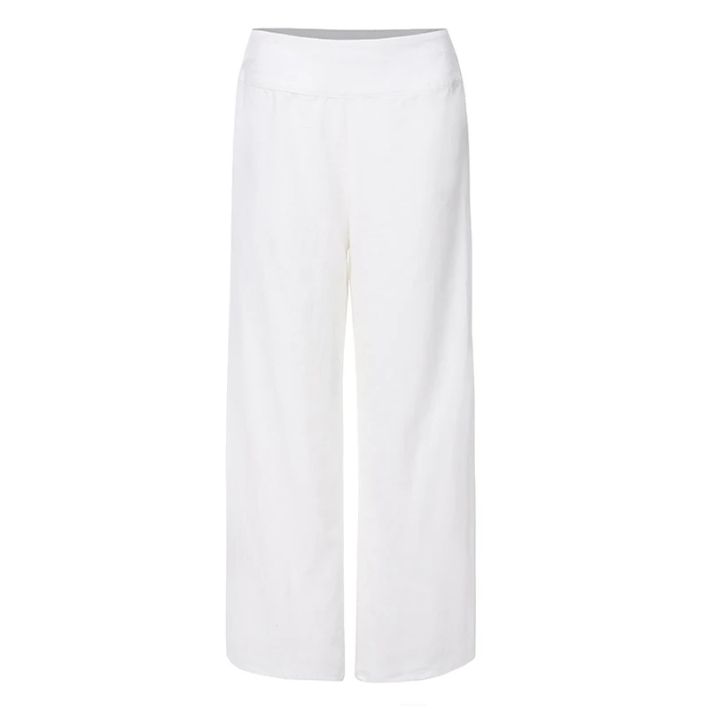 Oversized Long Pantalon Women Celmia Cotton Linen Solid Wide Leg Pants Casual Loose High Split Trousers Femme Streetwear Palazzo