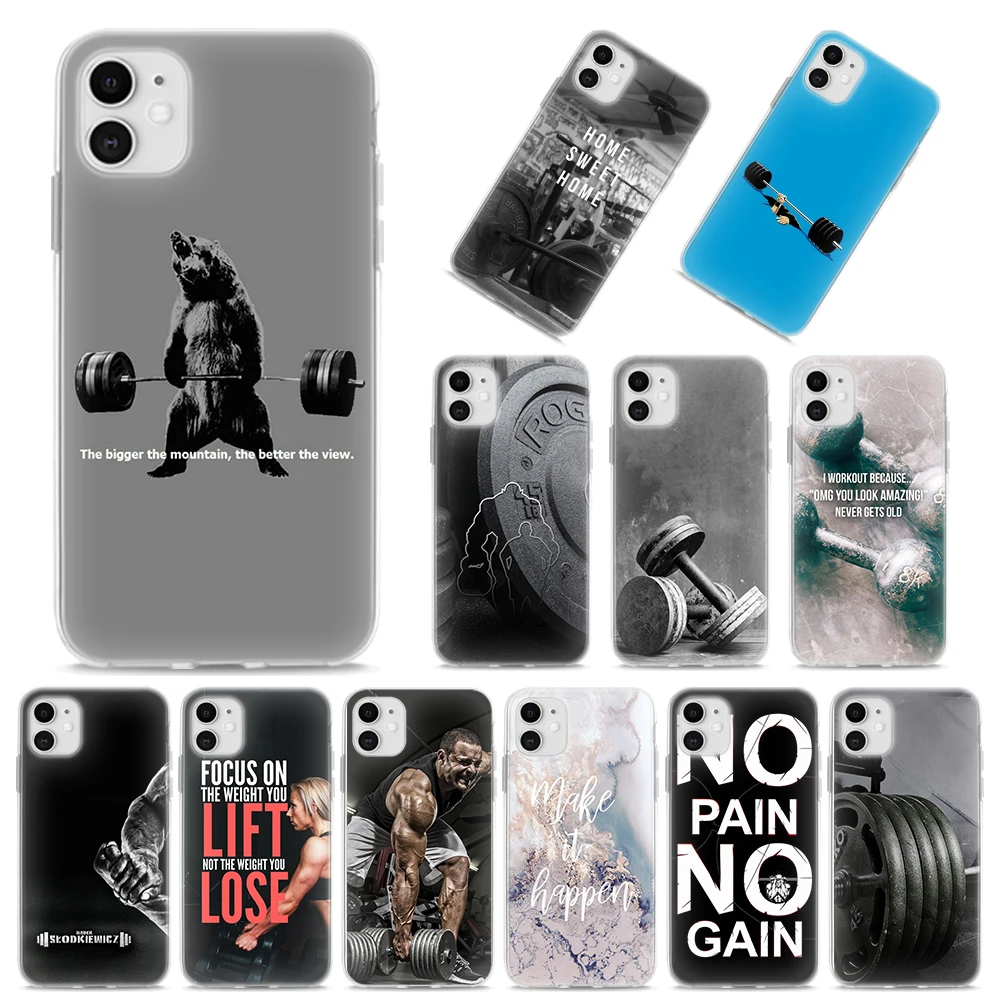 

Bodybuilding Gym Fitness Soft Cases for Apple iPhone 11 Pro MAX X XR XS MAX 7 8 Plus 6 6S Plus 5S SE Silicone Cover