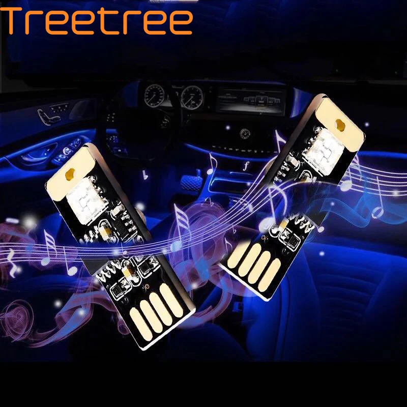 2 шт. Автомобильный USB светодиодный Музыка игра RGB атмосферная лампа украшение пульт дистанционного управления освещением электролампочка для внутренних помещений Авто аксессуары
