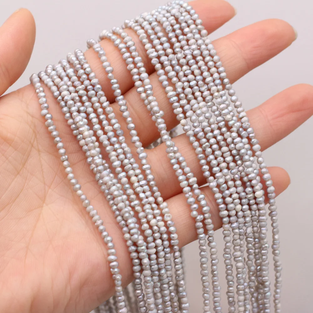 Small Size 2.5-3 mm Beads Natural Freshwater Gray Pearls Bead for DIY Jewelry Make Bracelet Necklace Earring for Women Gift