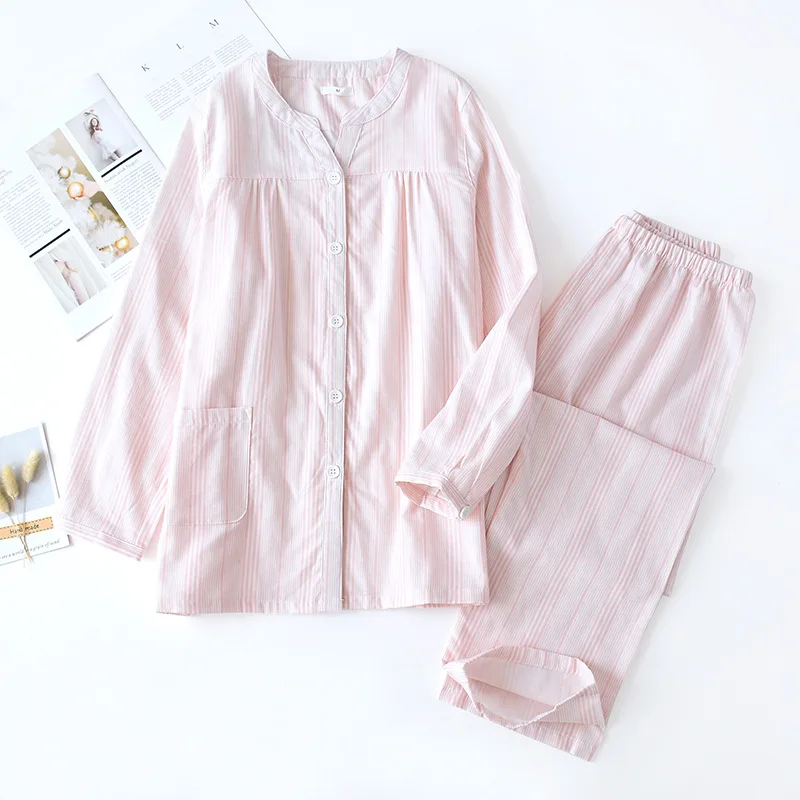 pink Fdfklak, хлопковое ночное белье, женская домашняя пижама, пижама с длинным рукавом, весна-осень, Женский пижамный комплект, Pijamas Mujer - Цвет: pink