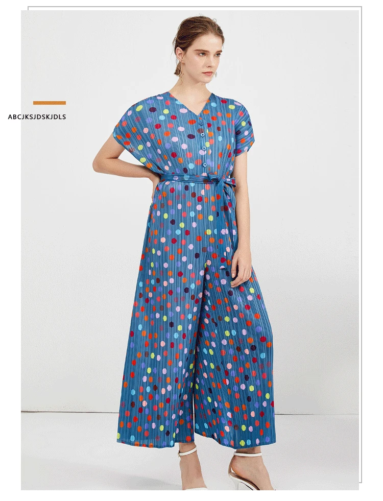 MIYAKE fold, новинка, весенний женский комбинезон с v-образным вырезом и высокой талией
