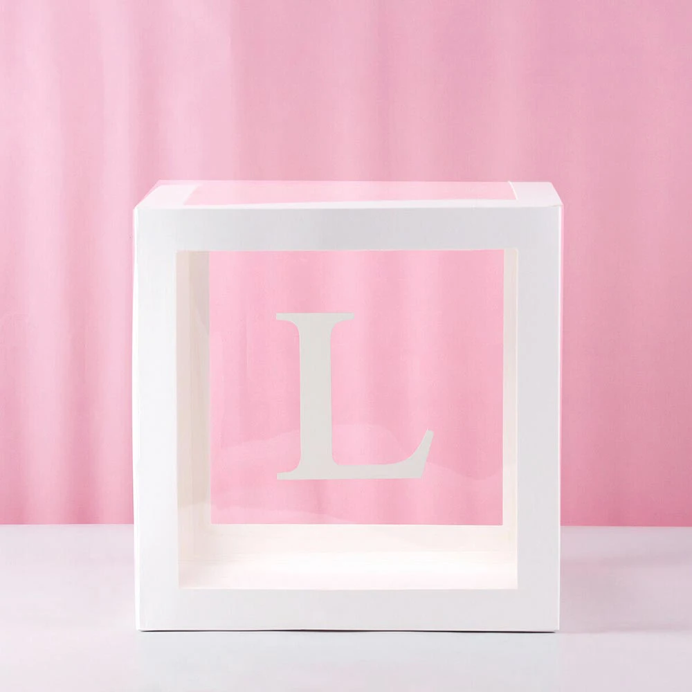L 1 шт. LOVE YOU BABY Cube прозрачные коробки латексный воздушный шар упаковочная коробка креативная коробка с буквами день рождения для украшения детского душа - Color: L