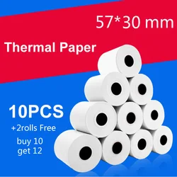 Thermal paper 57x 30mm 10+2rolls Cash register 58mm POS printer 10m long mobile bluetooth for Paperang & Peripage Mini Printer