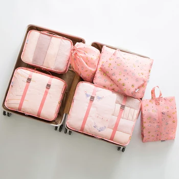 

7pcs/set Travel Clothes Bag Portable Underwear Sock Cosmetic Storage Large Capacity Weekend Overnight Organizer Accessories Item