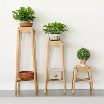 

All Solid Wood Flower Stand Nordic Simple Modern Oak Shelf Indoor Combination Flower Pot Stand C2192