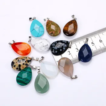 

Natural Semi-precious Stone Fashion Water Drop High Quality Colorful Pendant Box for Jewelry Making DIY Necklace Parts 12pcs/box