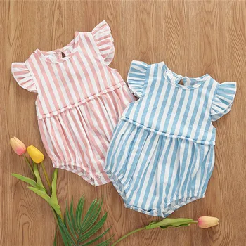 

Summer Infants Baby Girls Striped Romper Ruffled Sleeveless Top Jumpsuit Clothes 0-18M