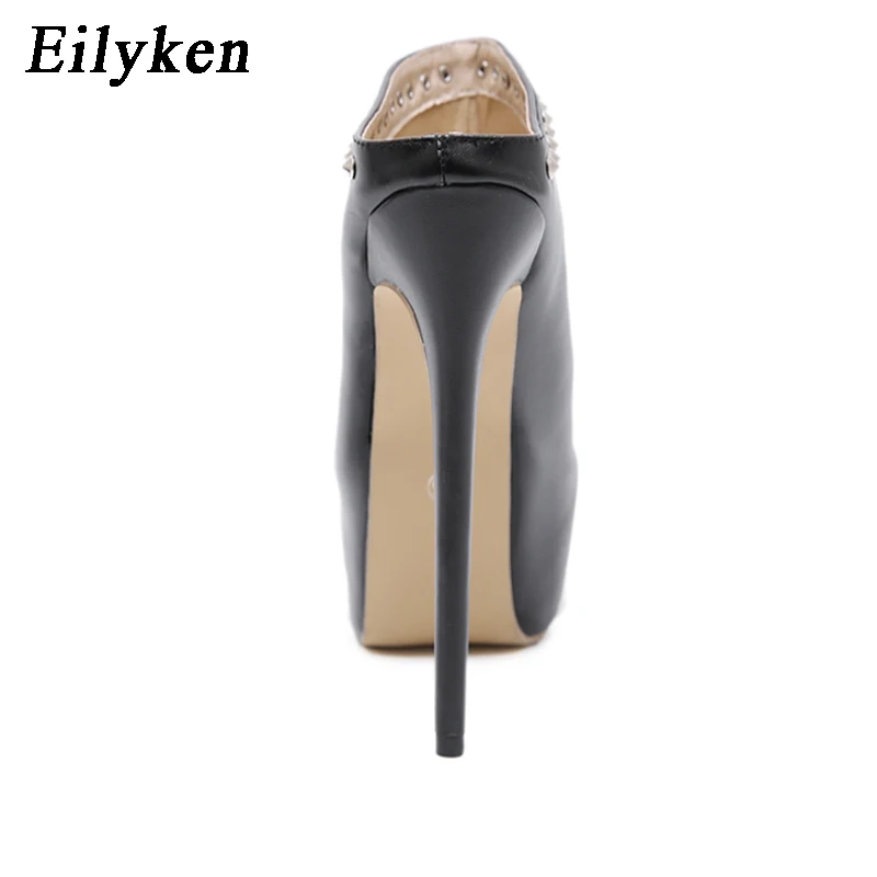 Eilyken; модные женские туфли-лодочки с заклепками; вечерние туфли с круглым носком из искусственной кожи на платформе и высоком каблуке; женская обувь; Новинка года; сезон весна-осень
