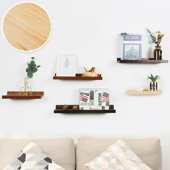 

GloryStar Wooden Hanging Storage Shelf Tray Wall Mounted Living Room Display Bookshelf with Baffle