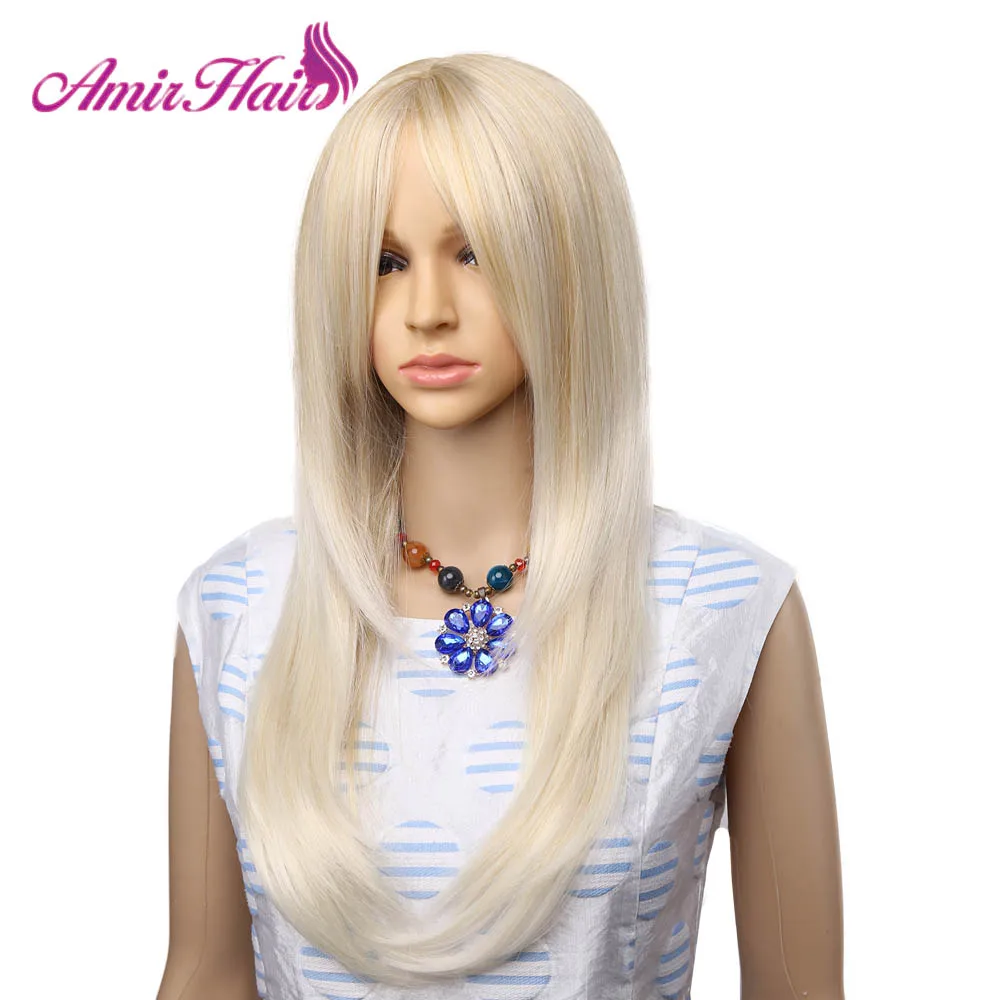 Длинные прямые светлые синтетические парики Высокая температура волокна косплей волос для американских африканских женщин - Цвет: P16/613