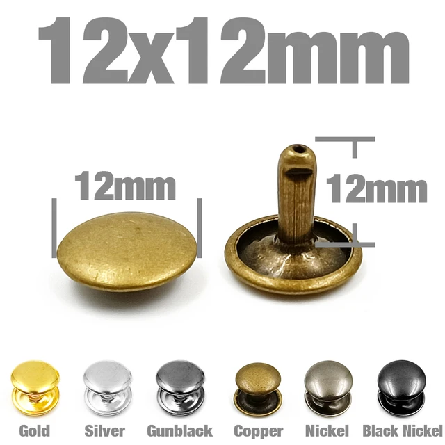 100Sets 5-12mm Metal Double Cap Rivets Stud Round Nail Spike For Leathercraft Repair Shoes Bag Belt Clothing Garment Accessories 12x12mm