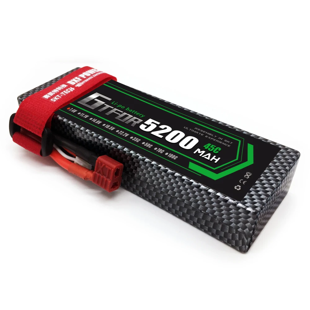 2 шт 7,4 V 5200 45c 7000mAh 60C GTFDR LiPo аккумулятор 2S HardCase для 1/8 1/10 RC модель автомобиля TRX Slash Emaxx