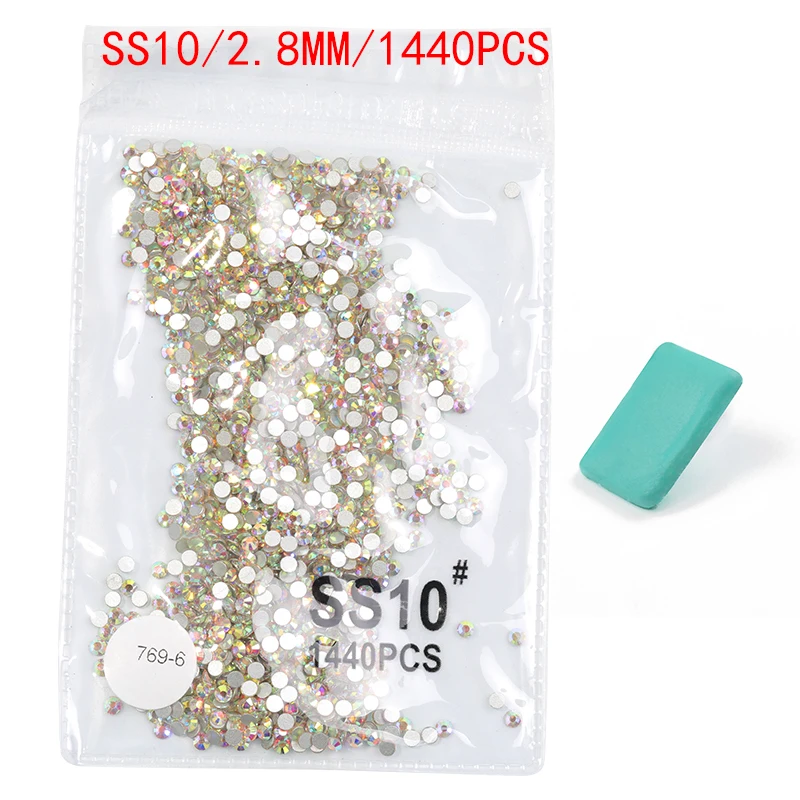 ss10(1440pc) Супер Блестящий 1440 шт SS3-SS30 с плоской задней частью разноцветные стразы для украшения ногтей и танцевальных украшений - Цвет: ss10(1440pc)