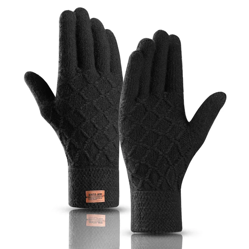 DYROREFL вязаные перчатки для мужчин, на открытом воздухе, для велоспорта, Осень-зима, Корейская шерстяная пряжа с теплым сенсорным экраном для комфортного вождения