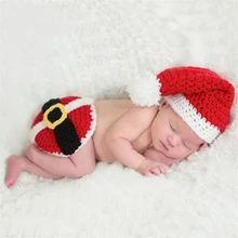 Реквизит для фотосессии новорожденных; комплект одежды для младенцев; сто дней; Рождественская Детская шляпа ручной работы; вязаный костюм для малышей