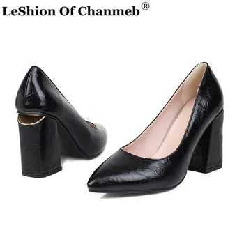 

Chic Thick High Heels Women Pumps Ladies Size 33-47 Strange Cut Out Pointy Toe Shoes Woman Shallow Shoes for Spring Autumn Sexy