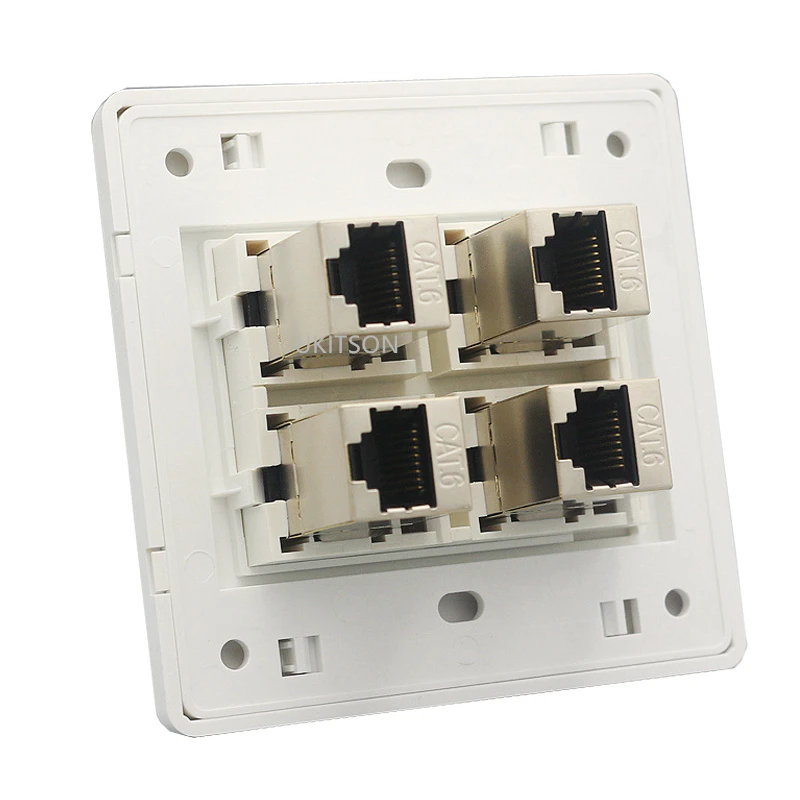 Tomada de Parede Feminina Placa Facial 86x86 mm Cor Branca com Portas Protetoras Cat6 para Soquete de Rede - Imagem 2