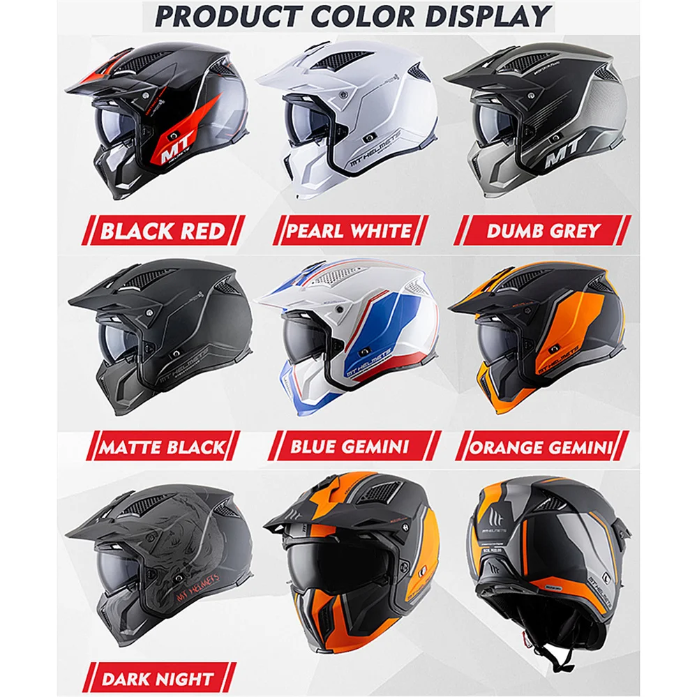 Casco de cara abierta MT StreetFighter para motocicleta, cascos deportivos  duales, todo terreno, pruebas modulares, DOT ECE, todas las estaciones -  AliExpress