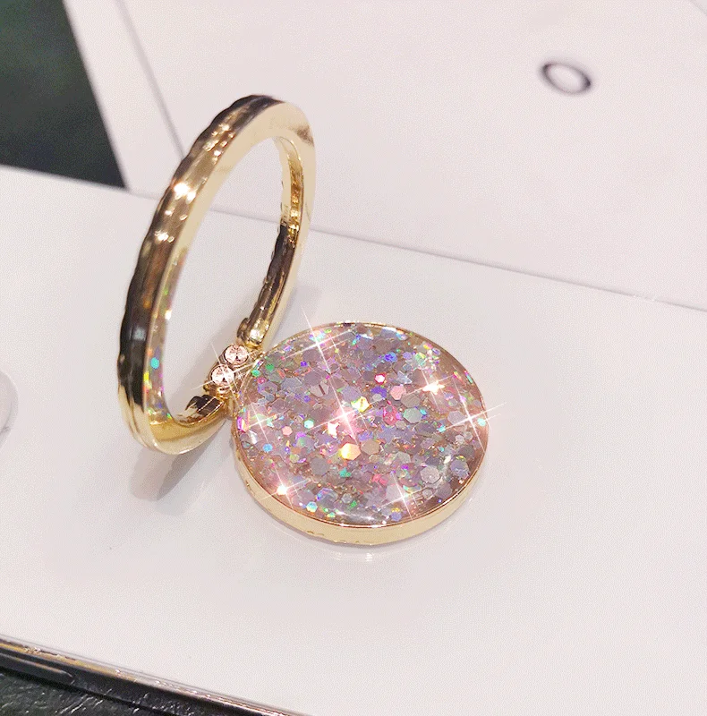 phone charging stand Bling Glitter Sequin Finger Ring Holder for For IPhone X 8 7 11 12 Pro Redmi Samsung Round Phone Table Holder Rotation Stand mobile phone holder