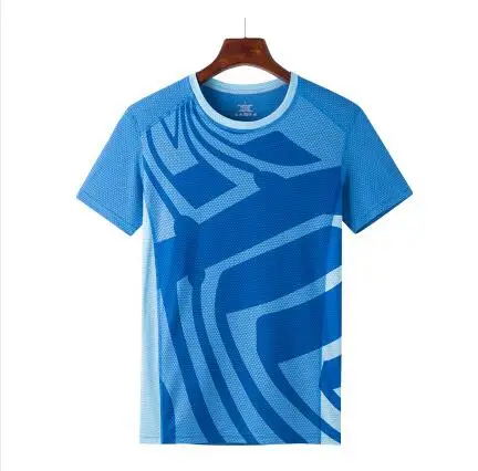 Men blue CoolMax Мужская/Женская спортивная быстросохнущая футболка с коротким рукавом гидрофобная уличная походная футболка camo Gym Jogging Running - Цвет: Men blue