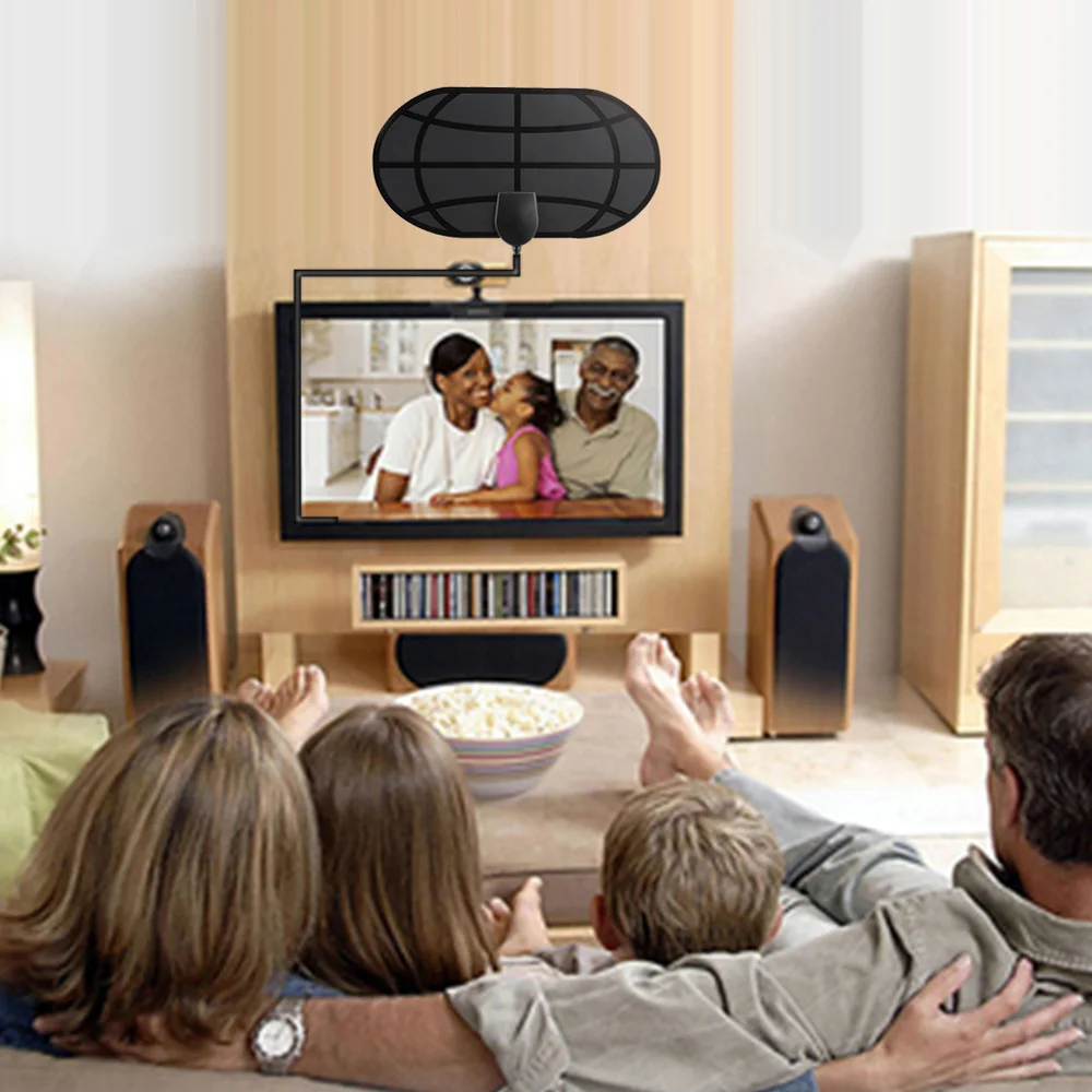 4K 10dBi с высоким коэффициентом усиления HD tv DTV Box Цифровая ТВ антенна EU Plug 50 Miles усилитель активная Внутренняя антенна HD плоский дизайн