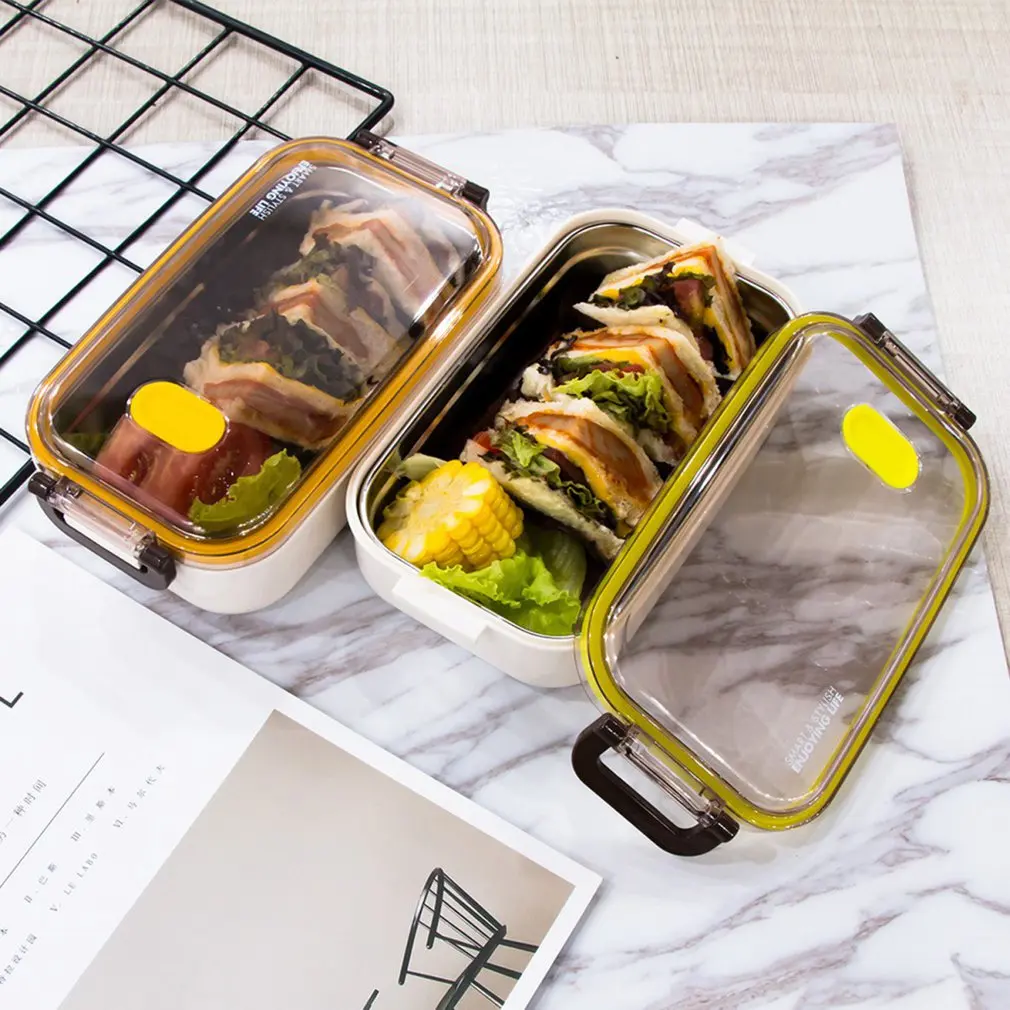Stainless steel insulated lunch box lunch box fast food tray student with lid portable canteen office 5